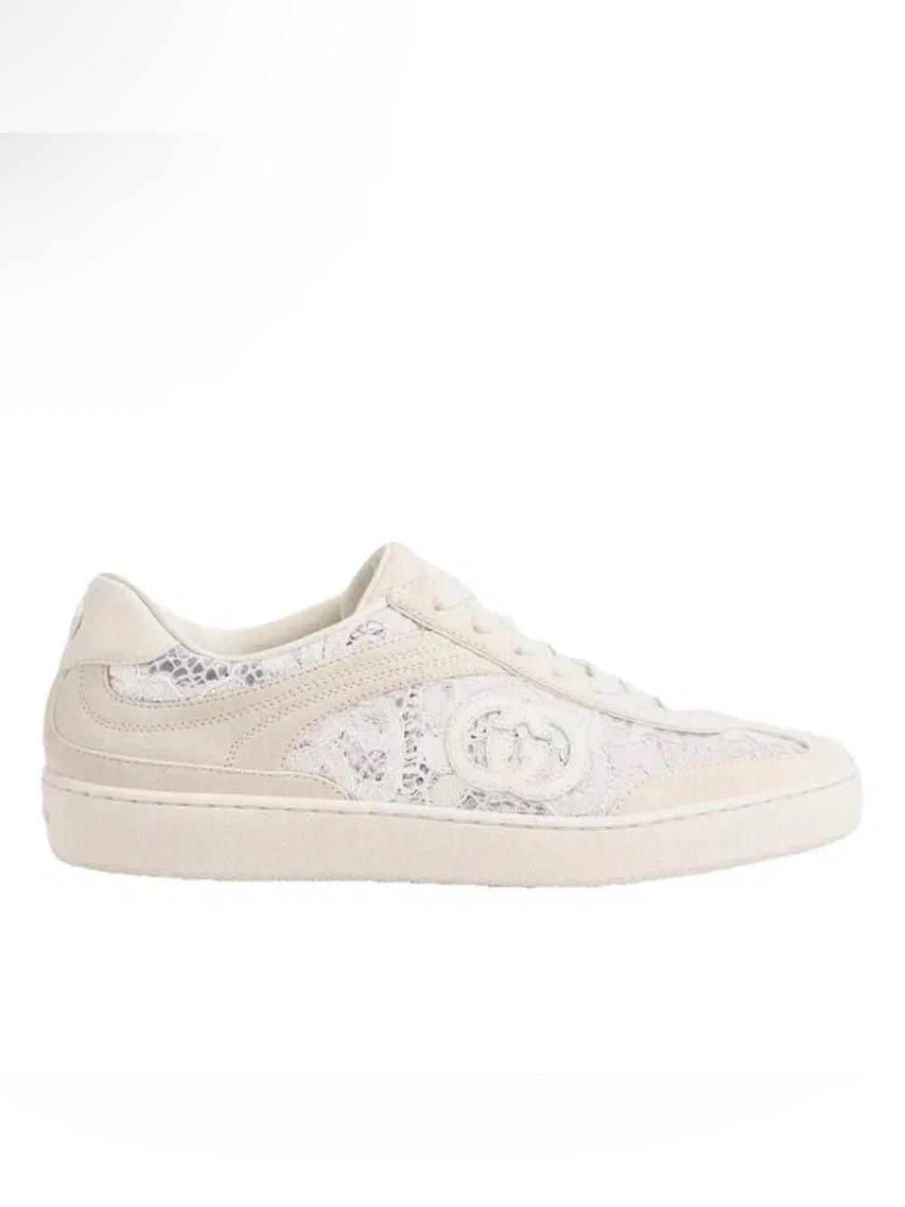 Gucci Women's Off-White Lace-Detail Low-Top Sneaker